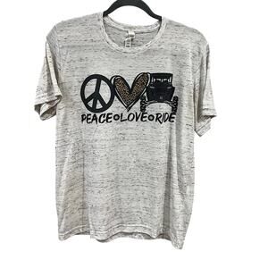 Peace Love Ride Bella Canvas Gray Marble SXS Off Road Graphic Tee Medium